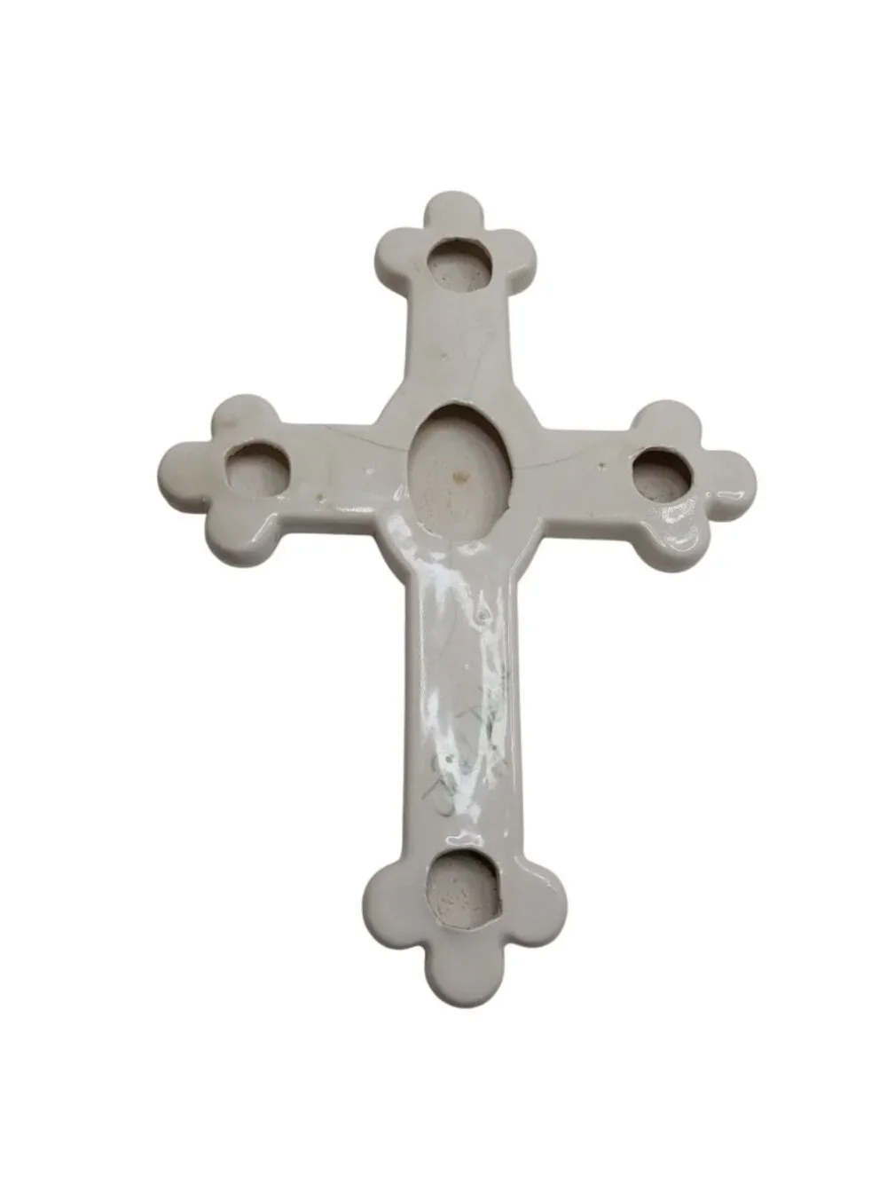 Vintage Ceramic Wall Cross Baby Boy Blue Baptism